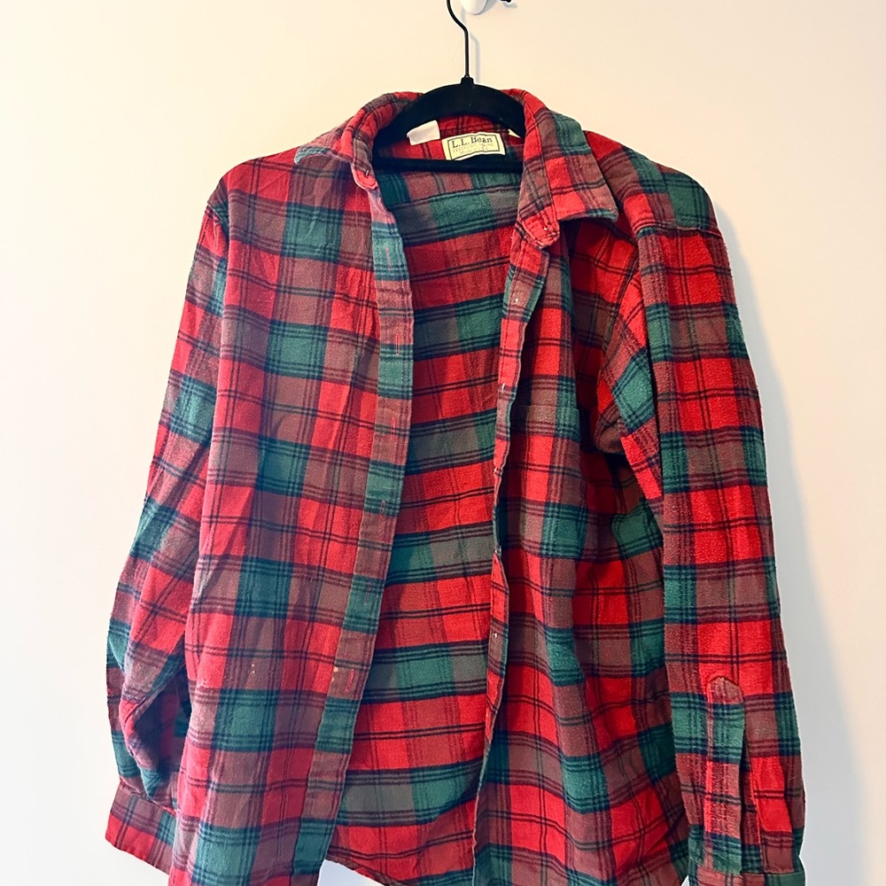 L.L. Bean Red and Green Plaid Shirt